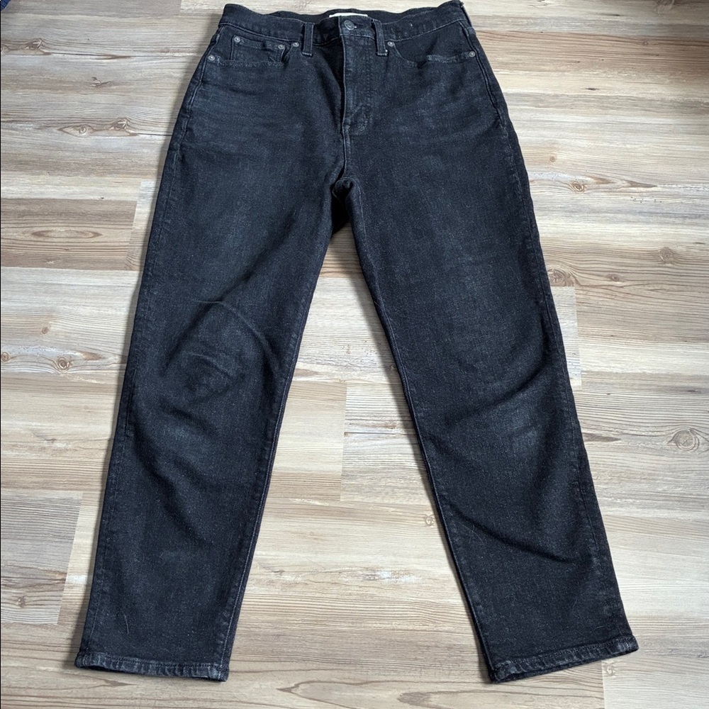 Madewell The Mom Jean Black Stretch denim Women’s Size 28 Straight tapered leg - Picture 6 of 13